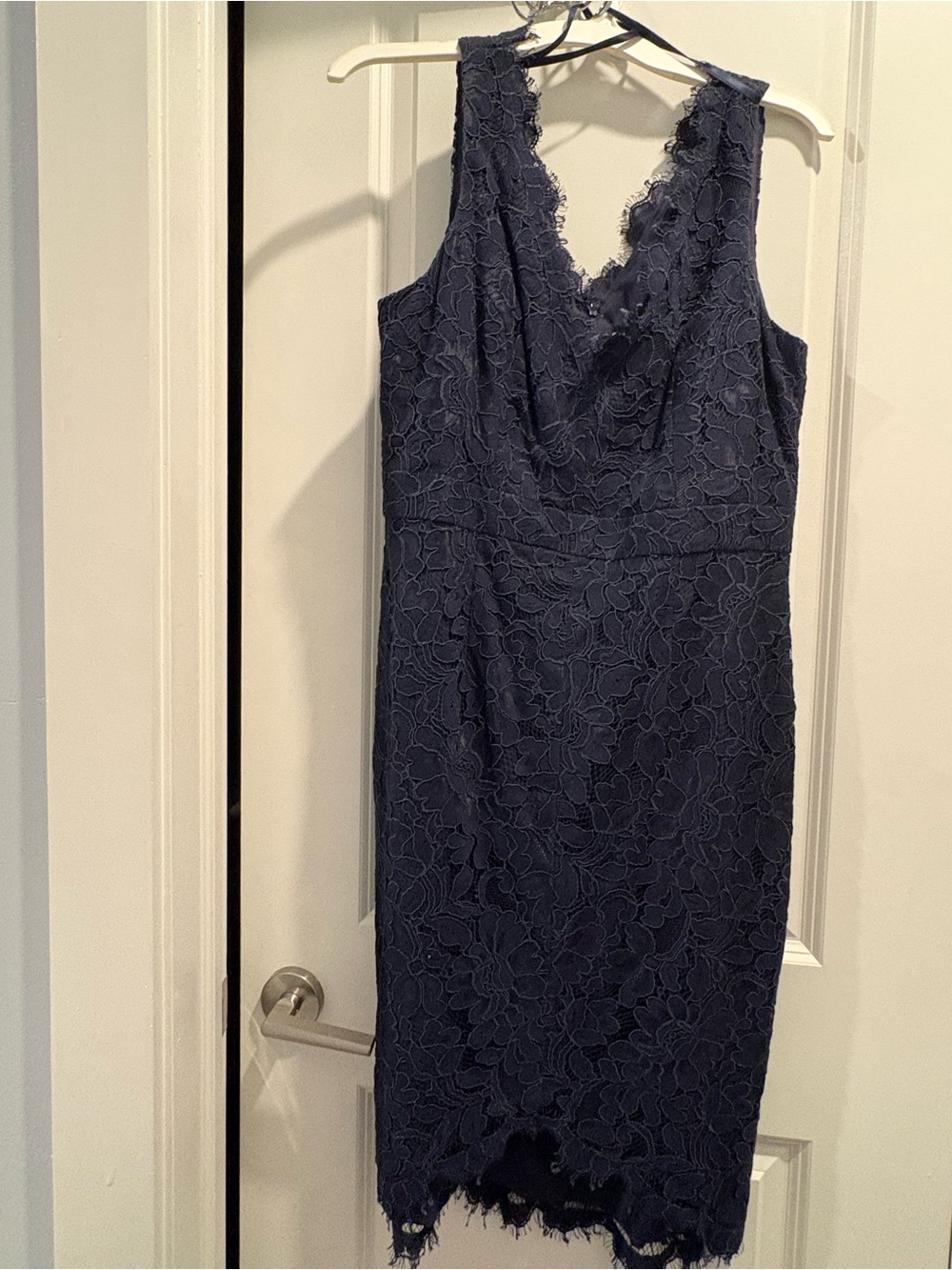Eliza J Navy Floral Lace Midi Dress - Sleeveless V-Neck